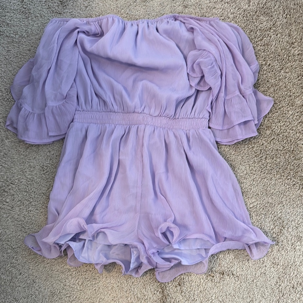 Lavender Off-Shoulder Romper